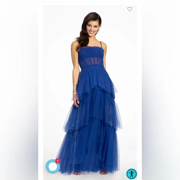 sheer mesh corset tiered a line dress Ever-Pretty Corset Top See-Through Tulle Sleeveless Evening Dress with Sweetheart main image 0
